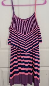 Pink and Navy Chevron Stripe Sleeveless Dress